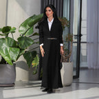 Pleated Fashion Leather Button Abaya