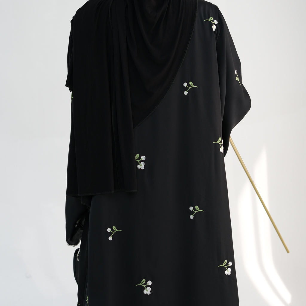 Flower Embroidery Elegant Lace Abaya