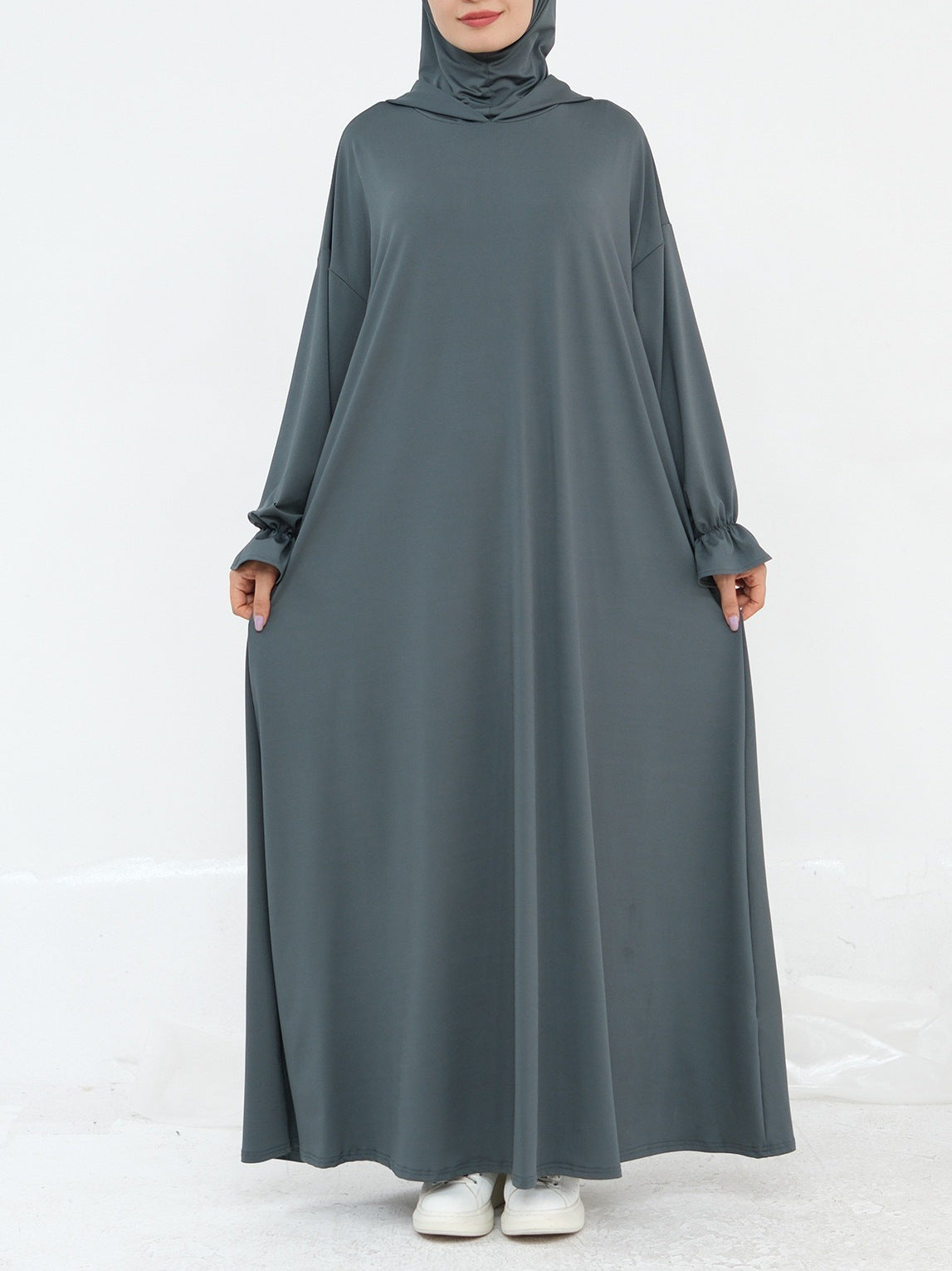 Solid Color Hooded Abaya