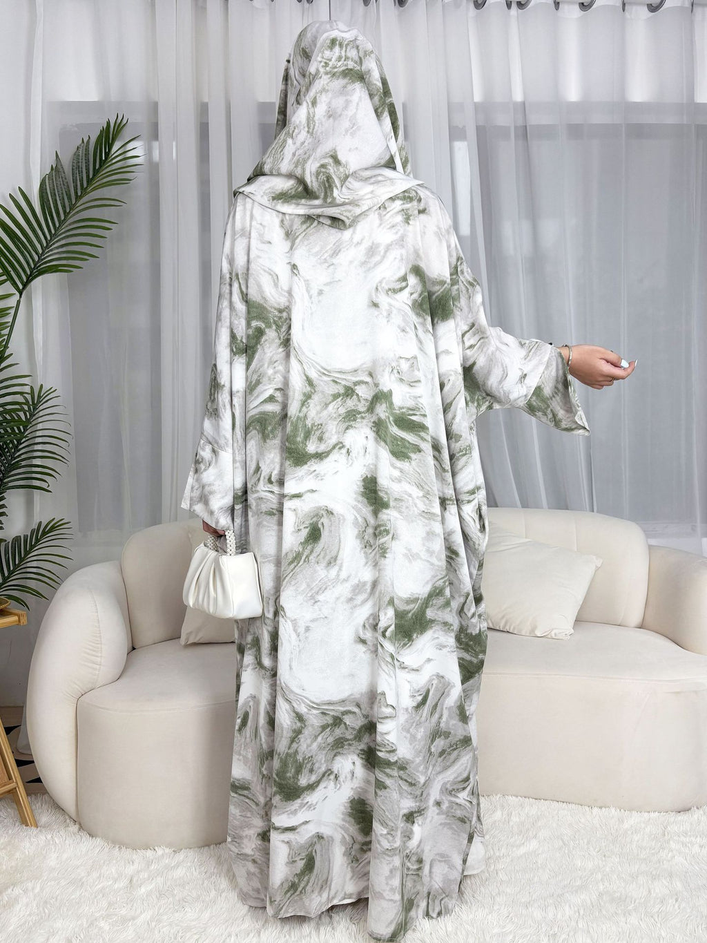 Ink-wash Printed Cardigan Abaya