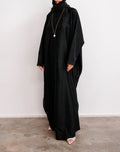 Jacquard Waist-Tied Dress Abaya with Hijab