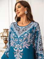 Mesh Vintage Style Floral Kaftan
