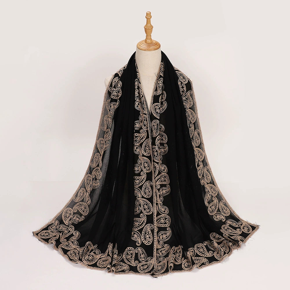 Black Embroidered Hijab