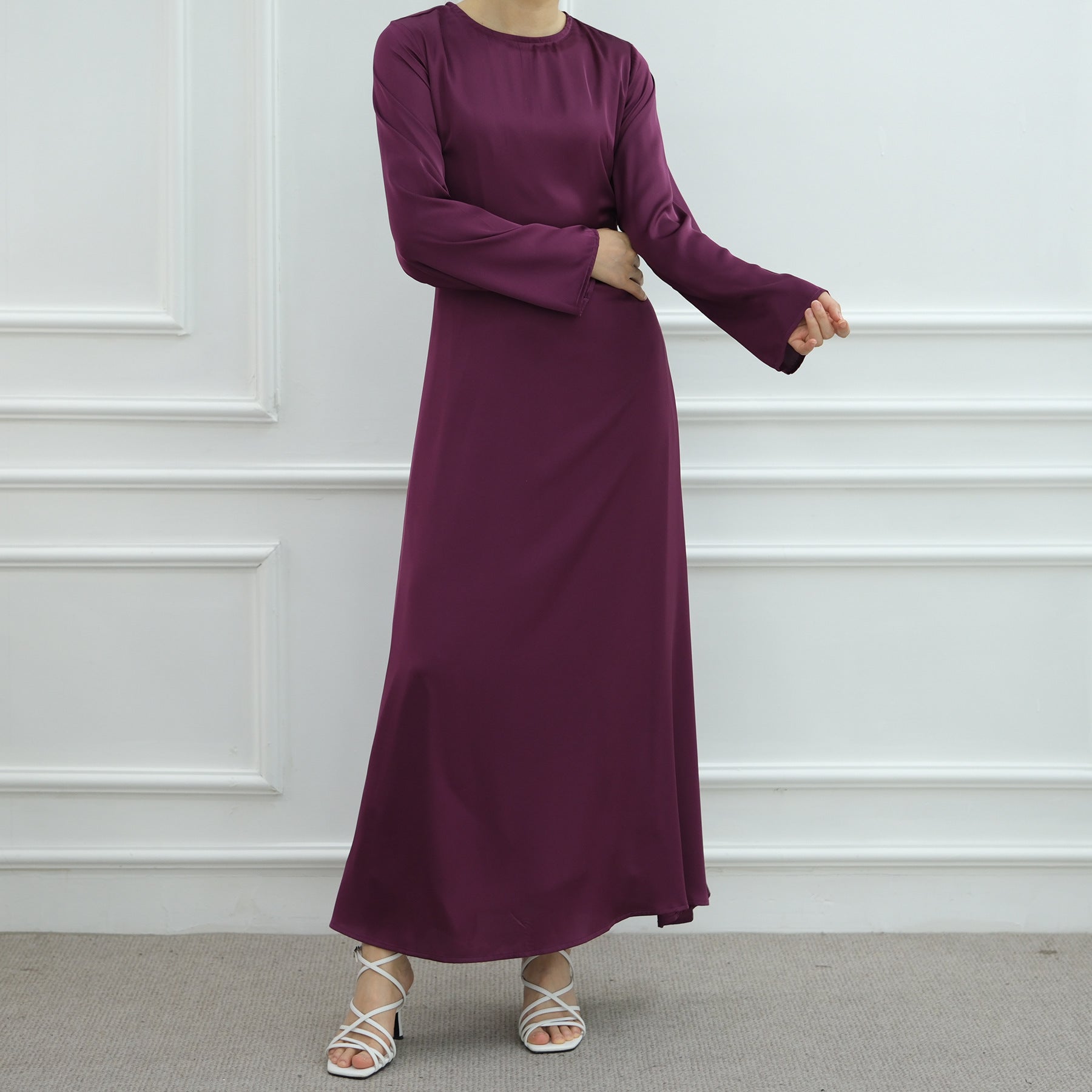 Solid Color Simple Dress Abaya