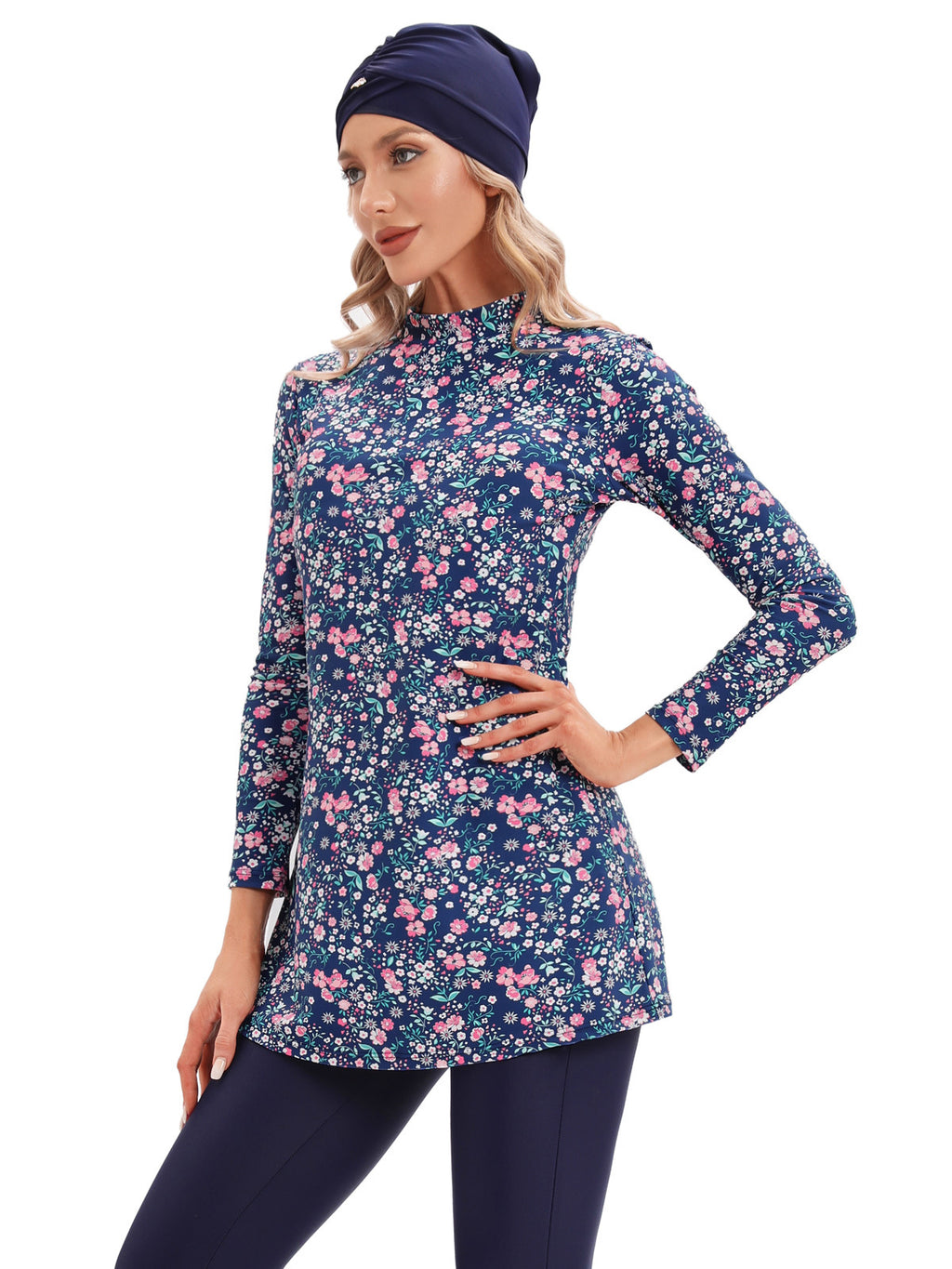 Floral Print Long Sleeve 3-Piece Swimwear Set