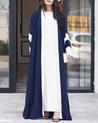 Simple Plain Color-blocked Abaya