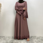 Lace Patchwork Waist Cinching Dress