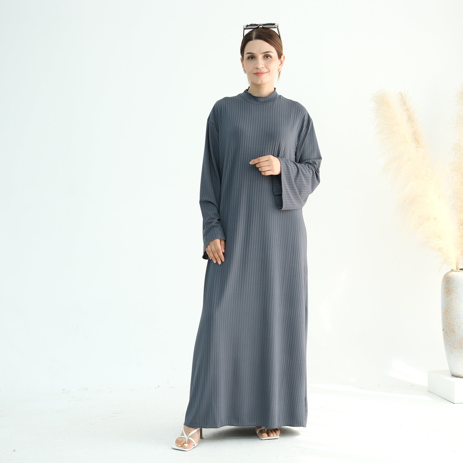 Multicolor Standing Collar Dress