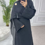 Solid Color Double-Layer Dress Abaya