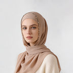 Wavy Edge Chiffon Hijab with Pearls