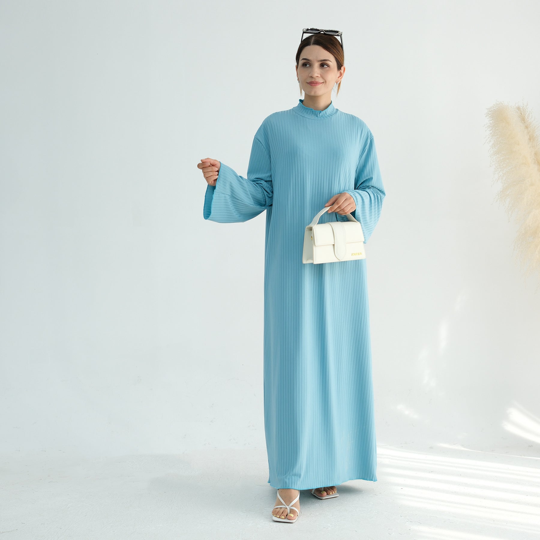 Multicolor Standing Collar Dress