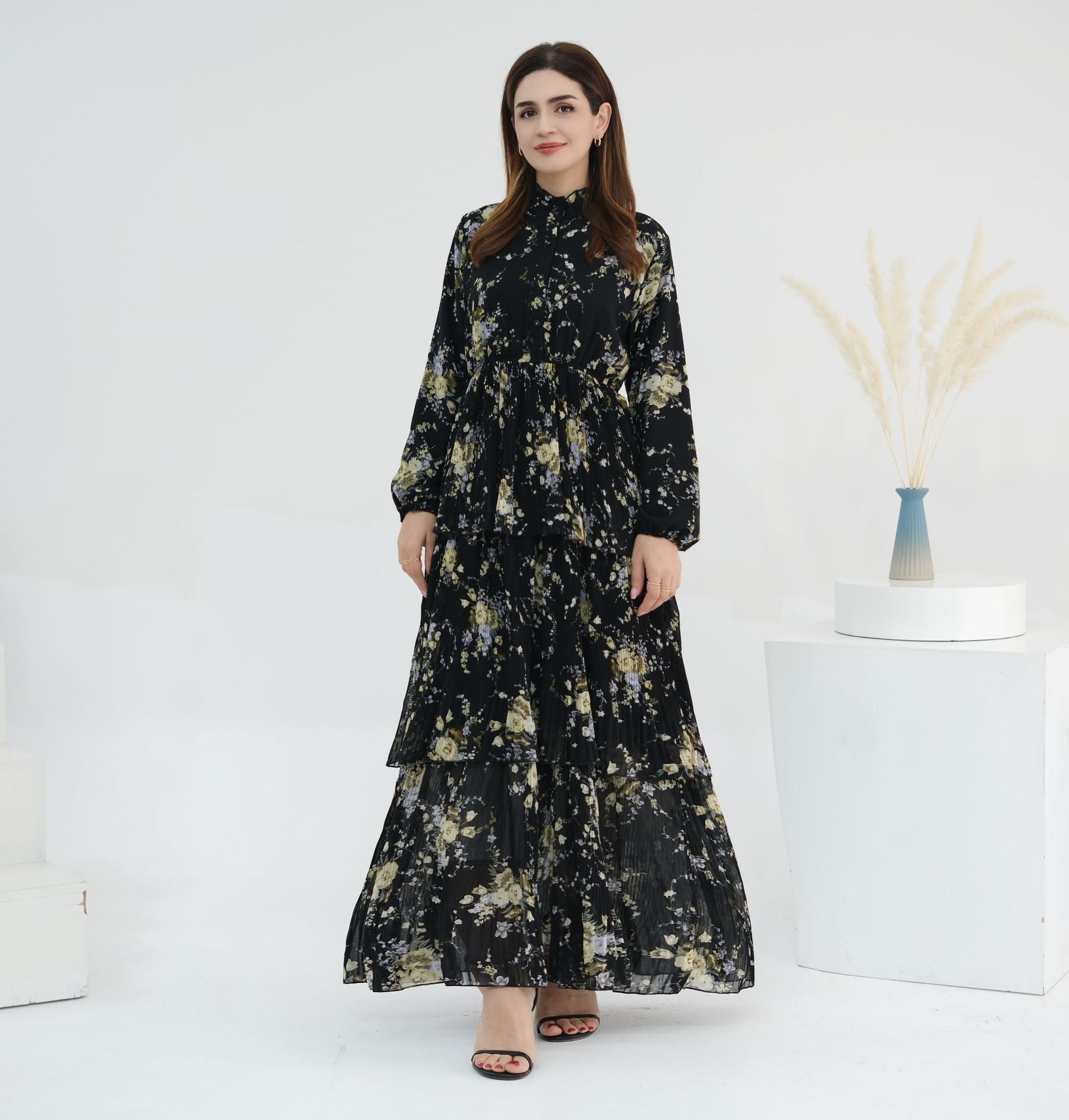 Printed Dress Abaya with Hijab
