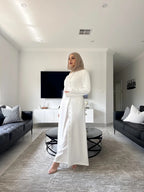 Solid Color Two-Piece Button Abaya