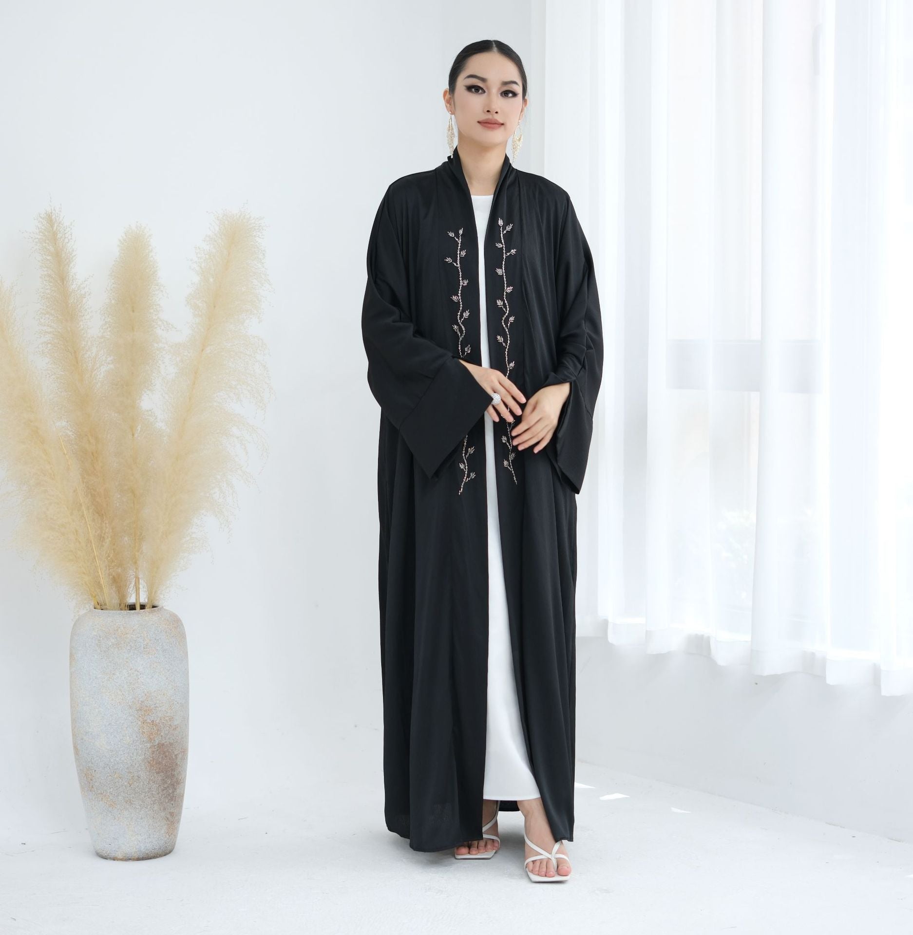 Exquisite Beaded Embroidered Cardigan Abaya