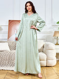 Solid Color Studded Rhinestones Abaya