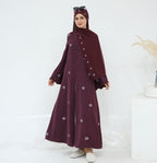 Embroidered Cardigan Abaya with Hijab