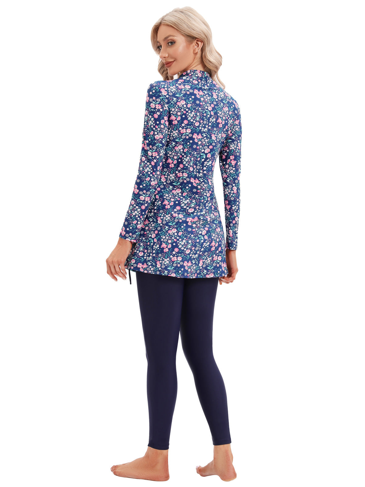 Floral Print Long Sleeve 3-Piece Swimwear Set