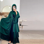 Solid Color Wavy Cardigan Abaya