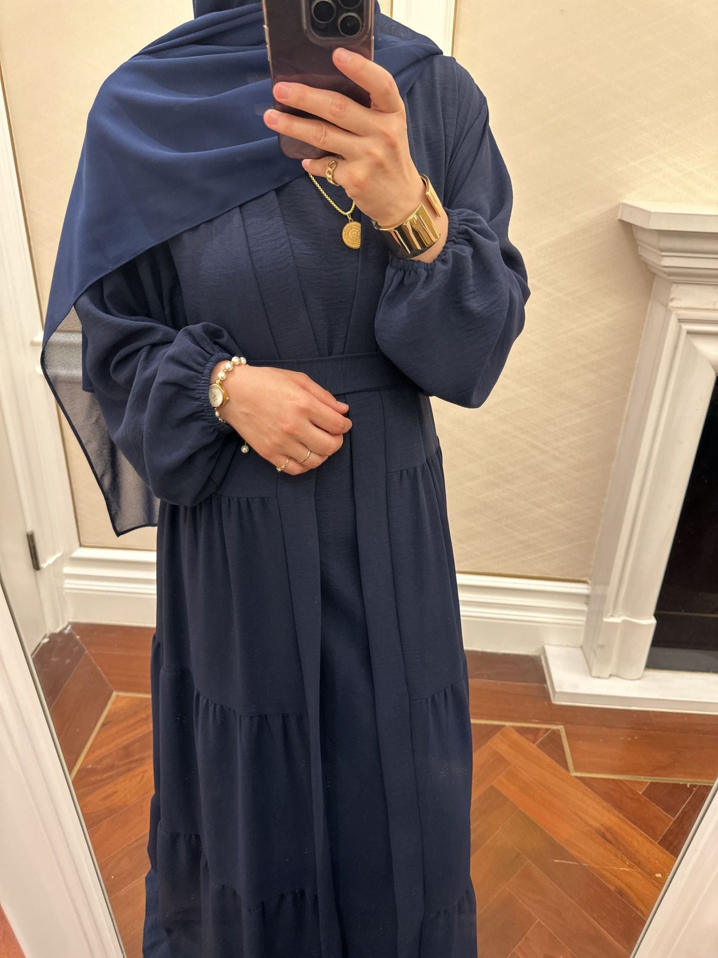 Solid Color Ruffled Two-Piece Set Abaya