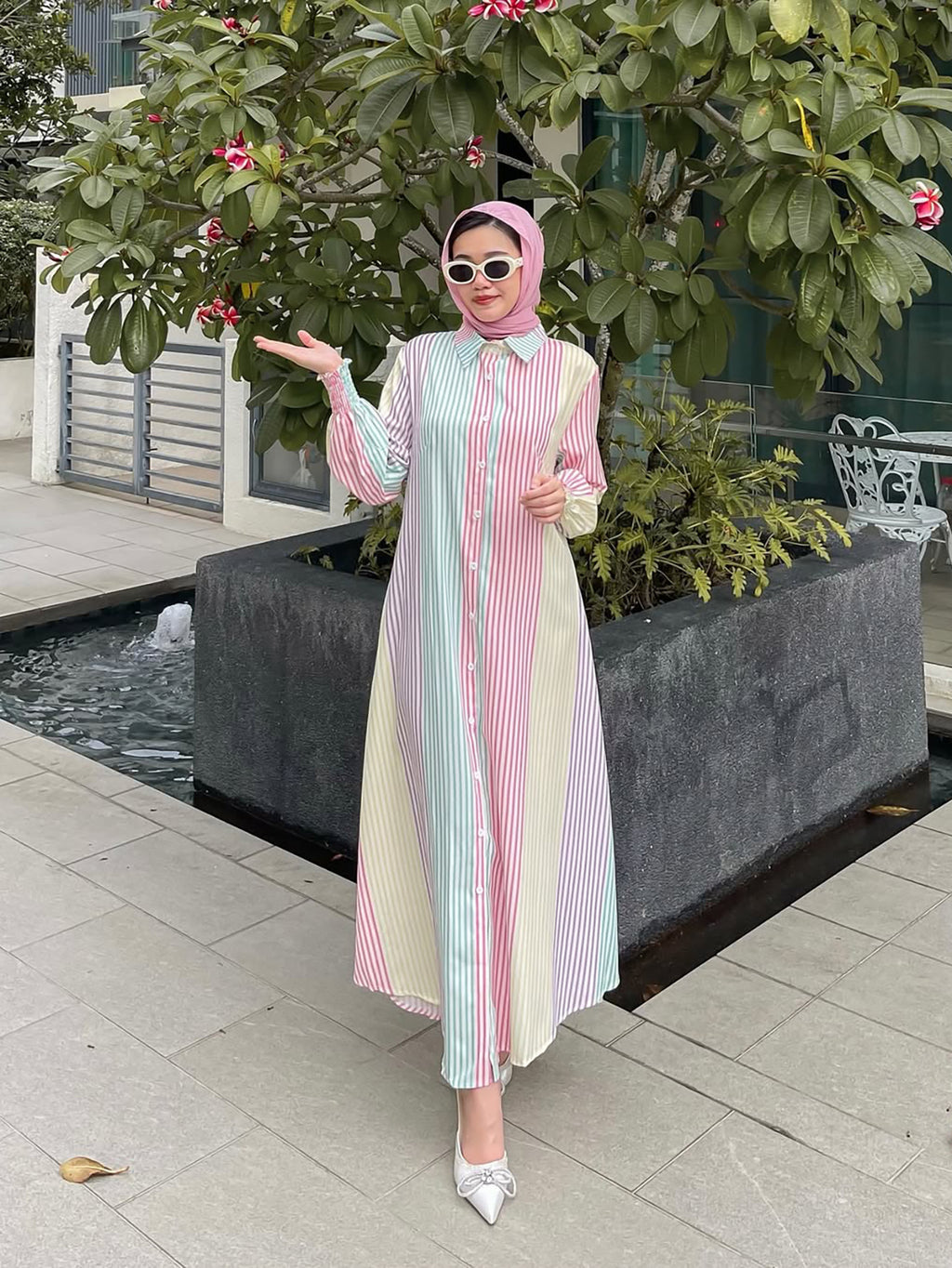 Colorful Striped Abaya