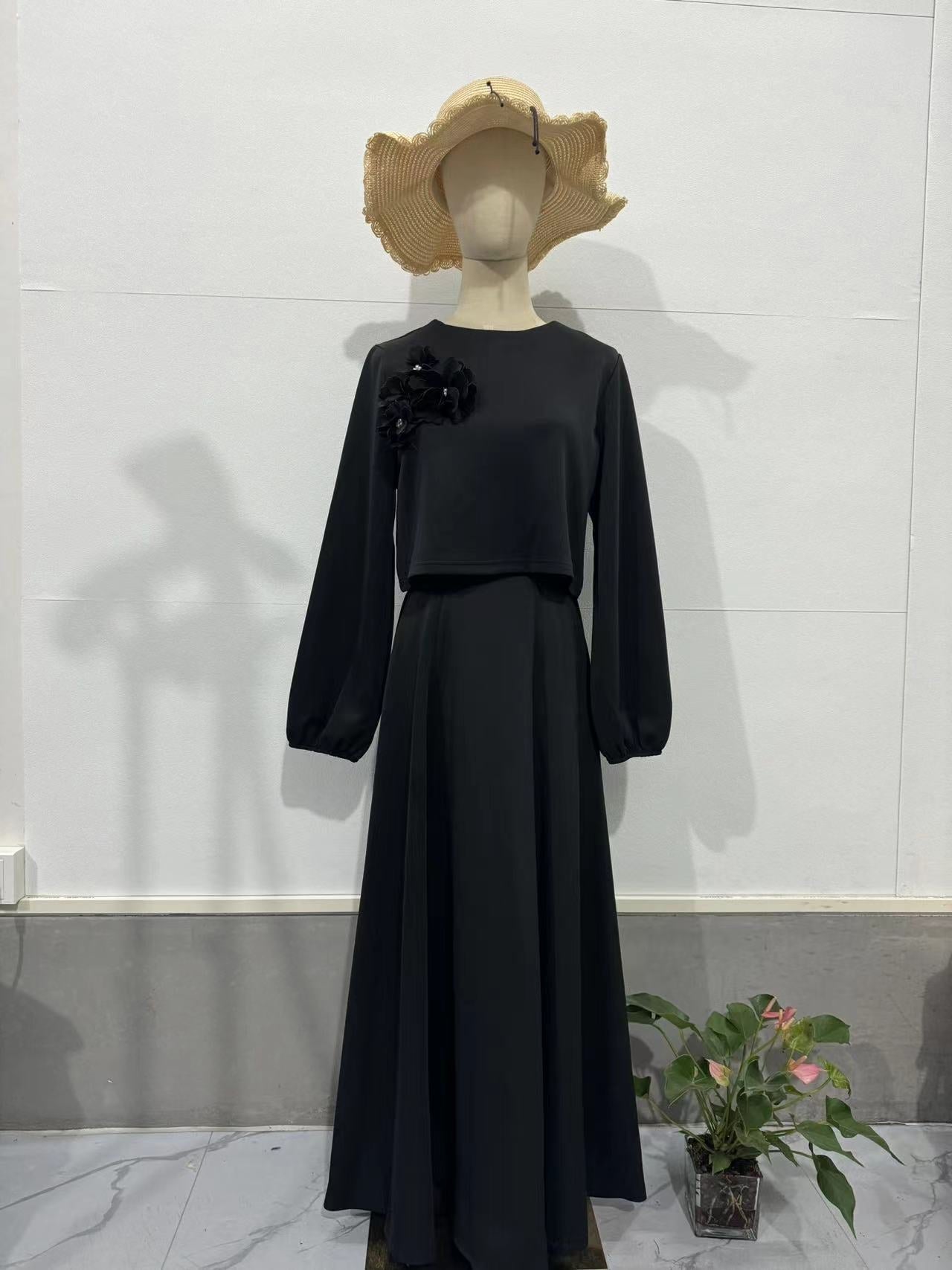 Flower Loose Top Half Skirt 2 Pcs Set