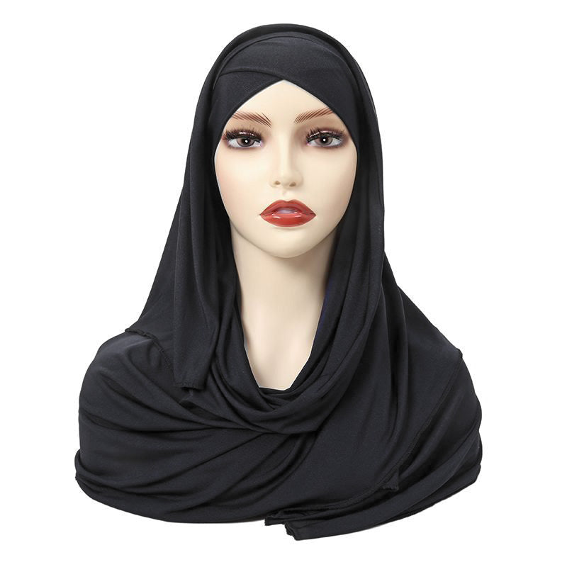 Solid Color Single-layer Cross Elastic Hijab