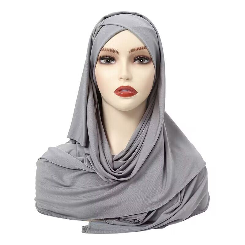 Solid Color Single-layer Cross Elastic Hijab