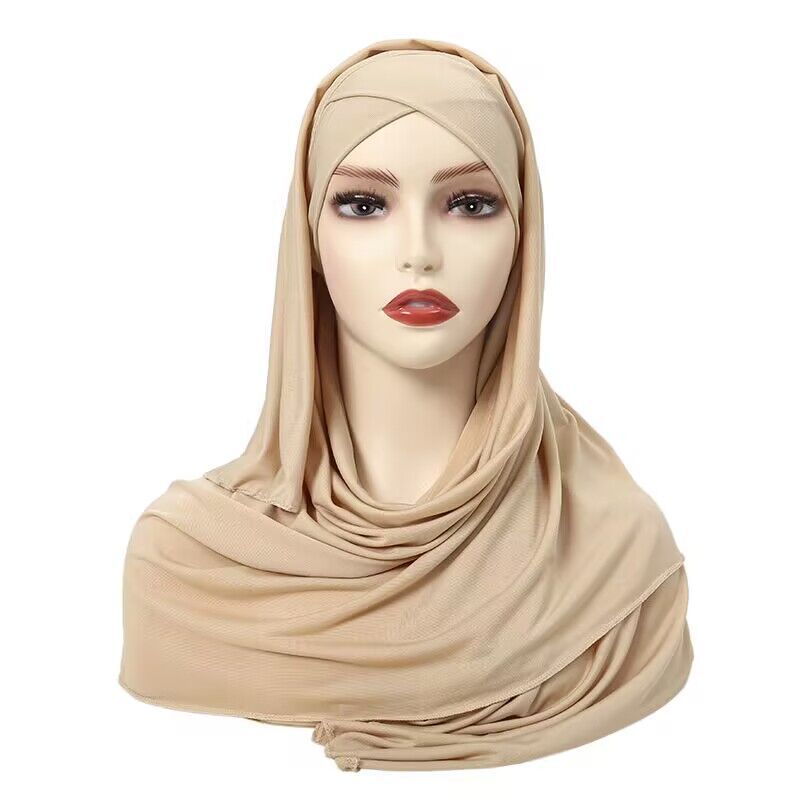 Solid Color Single-layer Cross Elastic Hijab