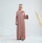 Wrinkle Satin Abaya Dress