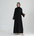 Bow Embroidery Kimono Open Abaya with Hijab