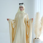 Bright Lemon Yellow Butterfly Abaya with Hijab
