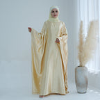 Bright Lemon Yellow Butterfly Abaya with Hijab