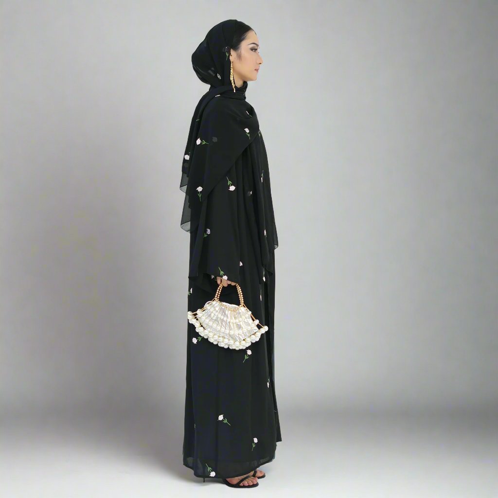 Floral Embroidery Abayas with Hijab