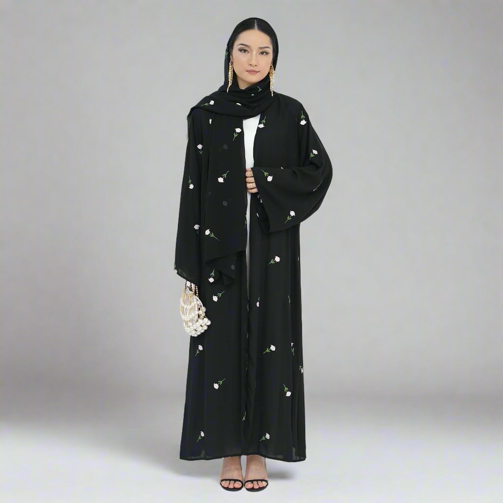 Floral Embroidery Abayas with Hijab
