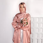 Satin Open Abaya With Belt