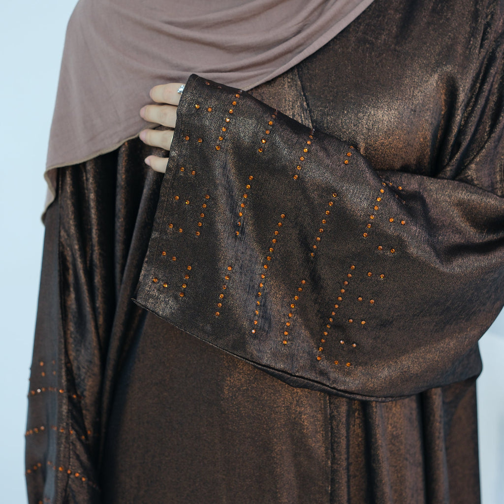 Bead Embellished Open Abaya