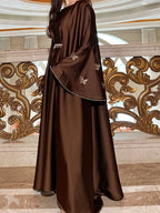 Elegant Butterfly Satin Open Abaya Dress