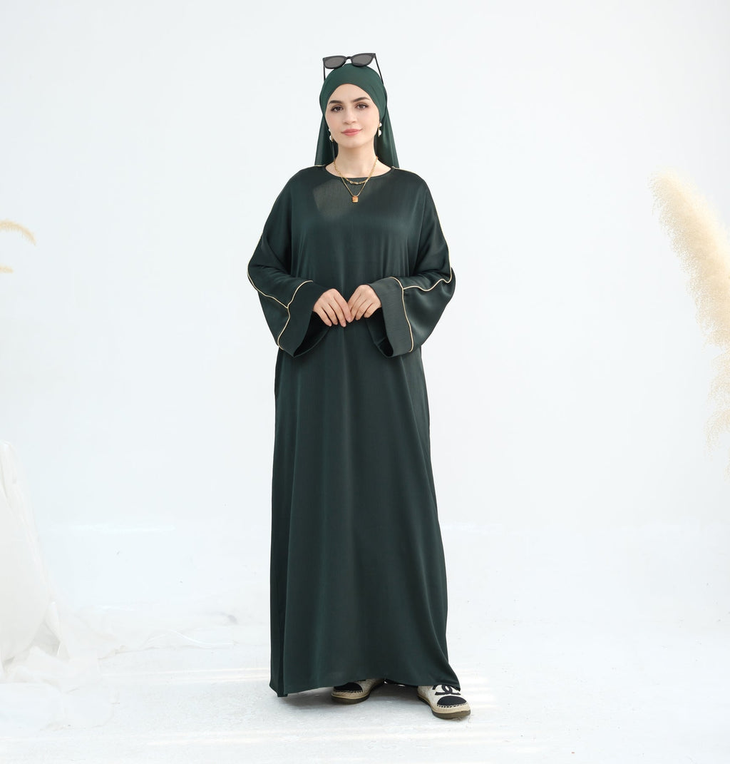 Wrinkle Satin Abaya Dress
