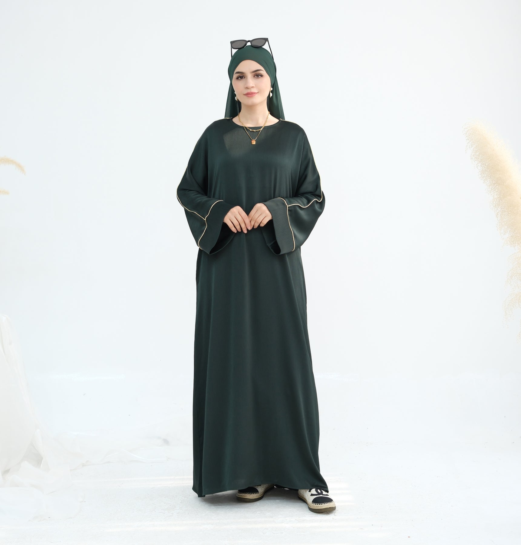 Wrinkle Satin Abaya Dress