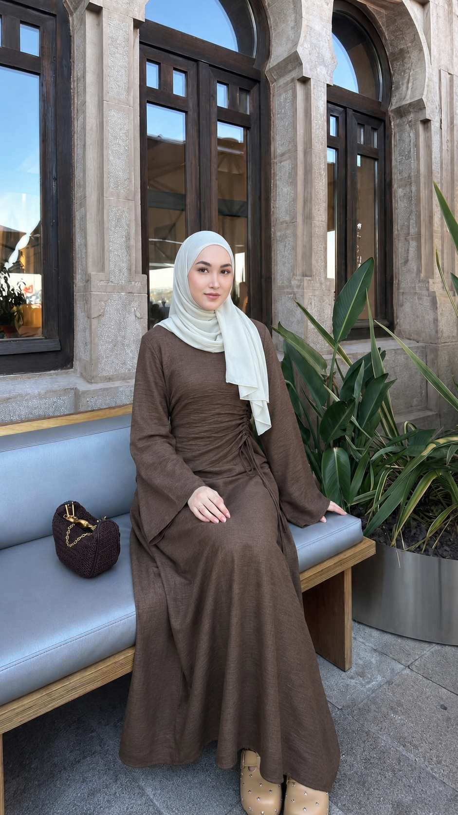 Modern Ruched Abaya Dress