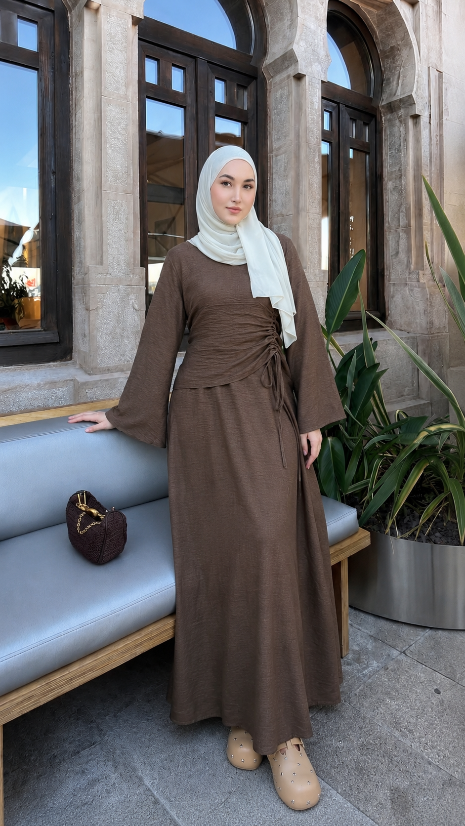 Modern Ruched Abaya Dress – VITABAYA
