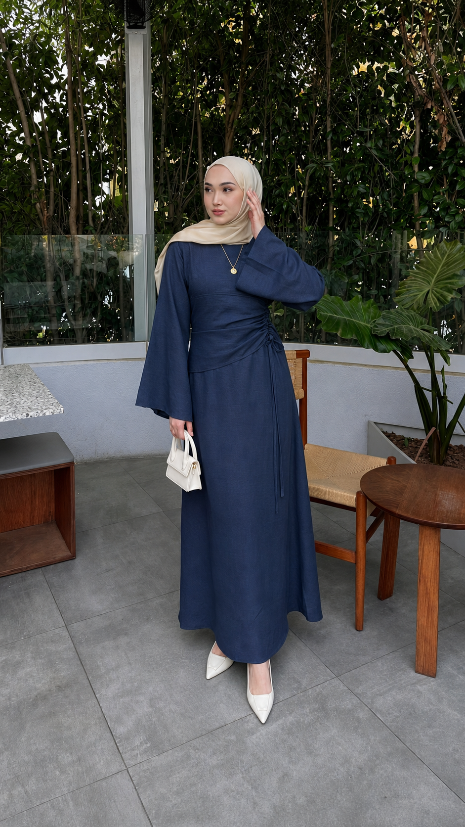 Modern Ruched Abaya Dress