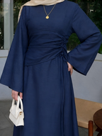 Modern Ruched Abaya Dress
