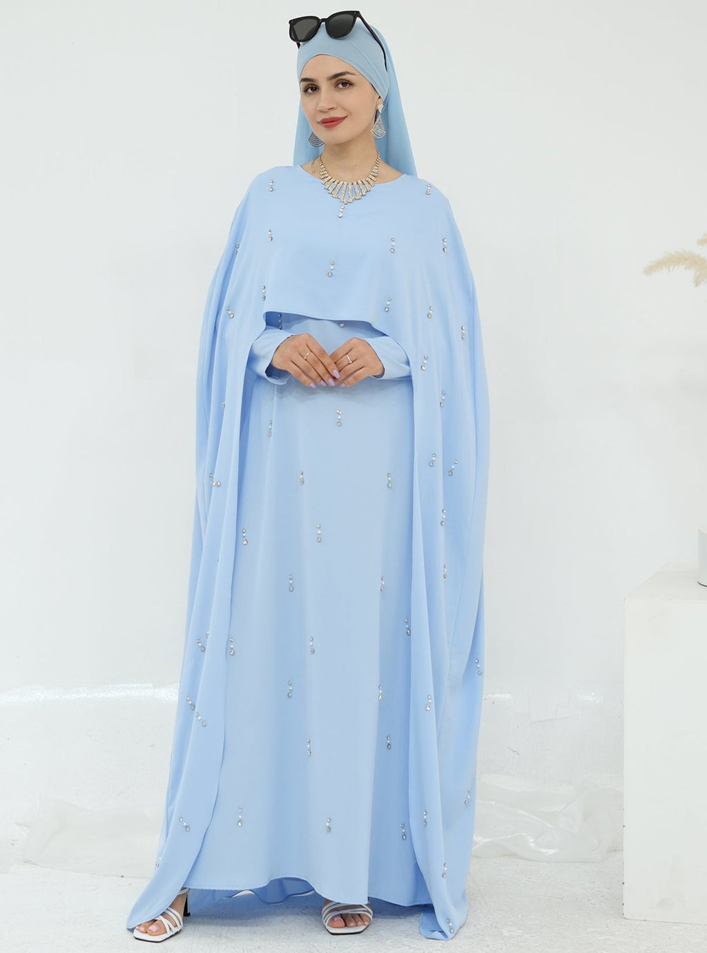 Cape Modest Maxi Dress