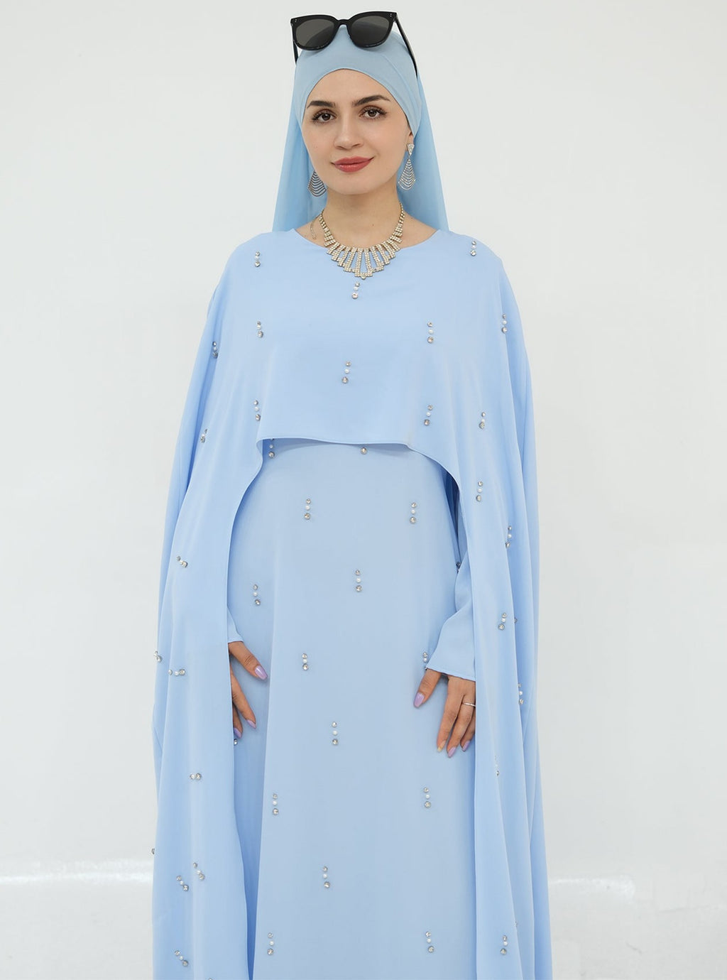 Cape Modest Maxi Dress