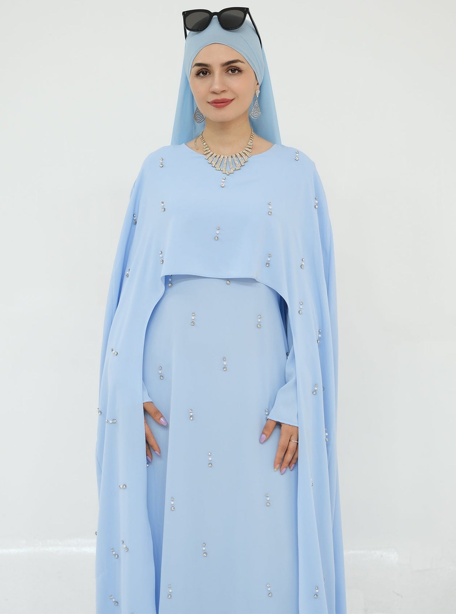 Cape Modest Maxi Dress