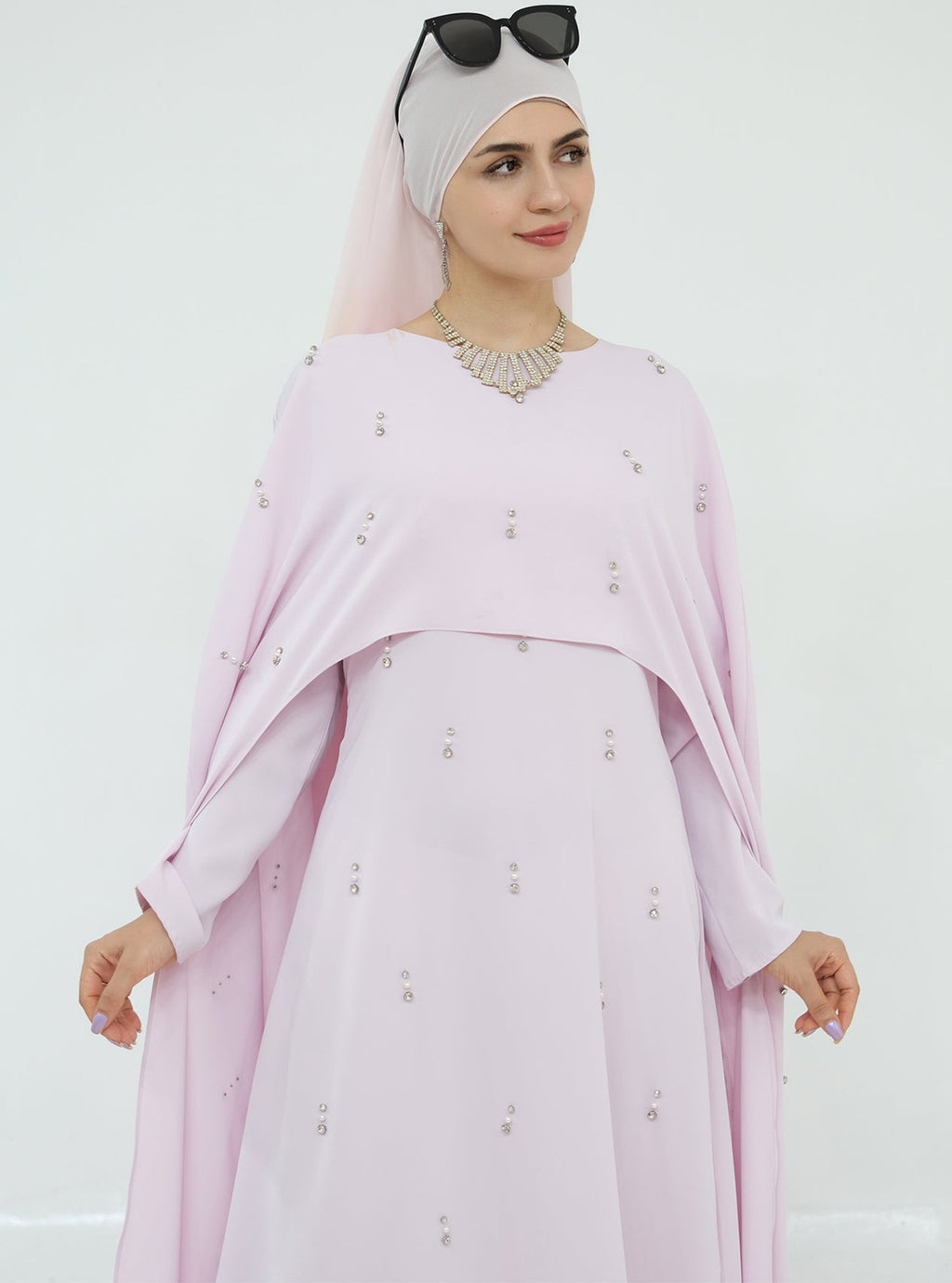 Cape Modest Maxi Dress