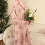 Elegant Flower Chiffon Open Abaya