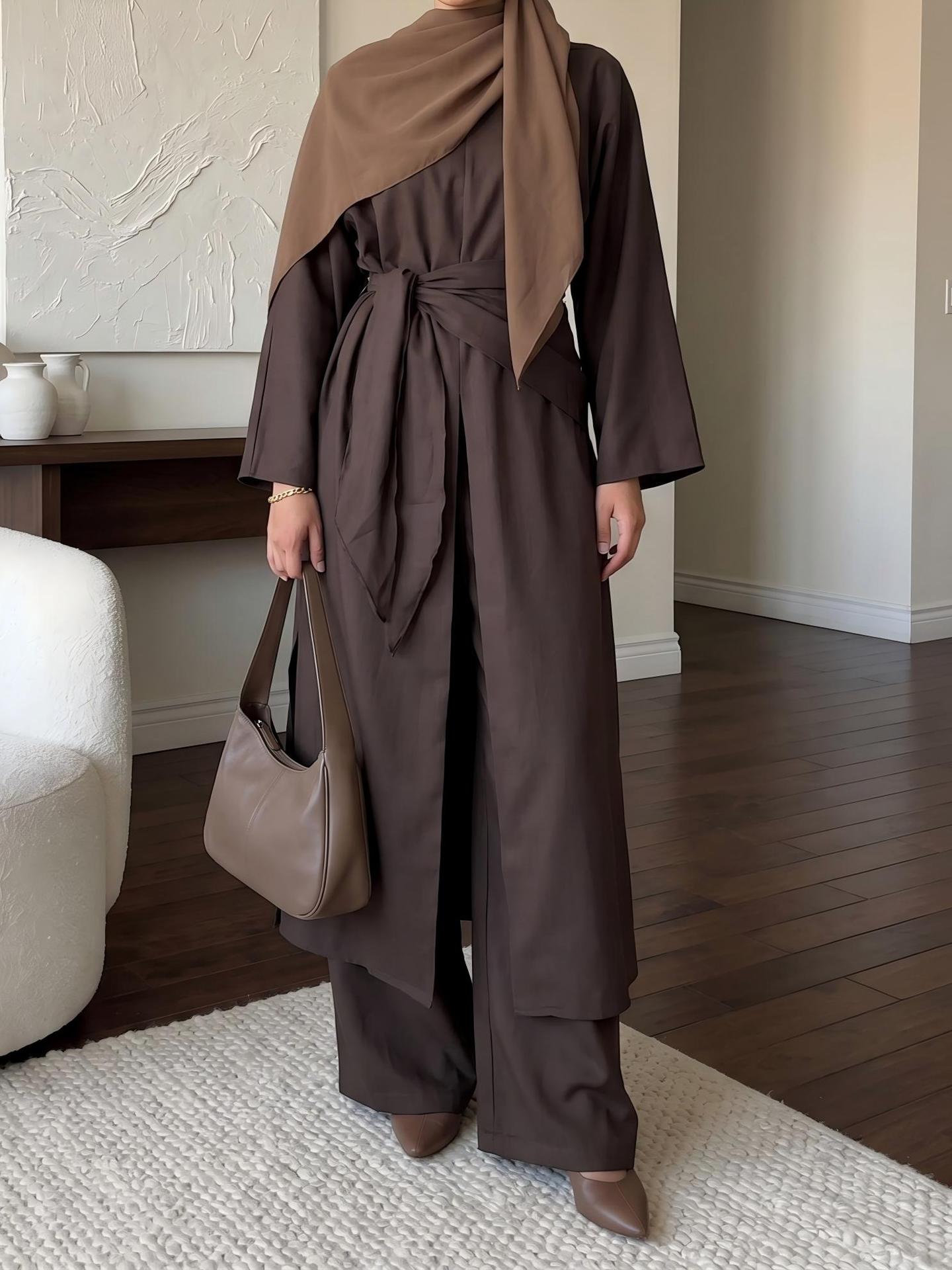 Elegant Linen Blend Kimono Abaya